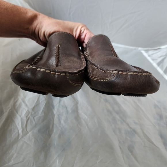 CLARKS ASHMONT RACE Brown Leather Slip-On Driving Loafers Men's 10 Classic EUC - Picture 7 of 13